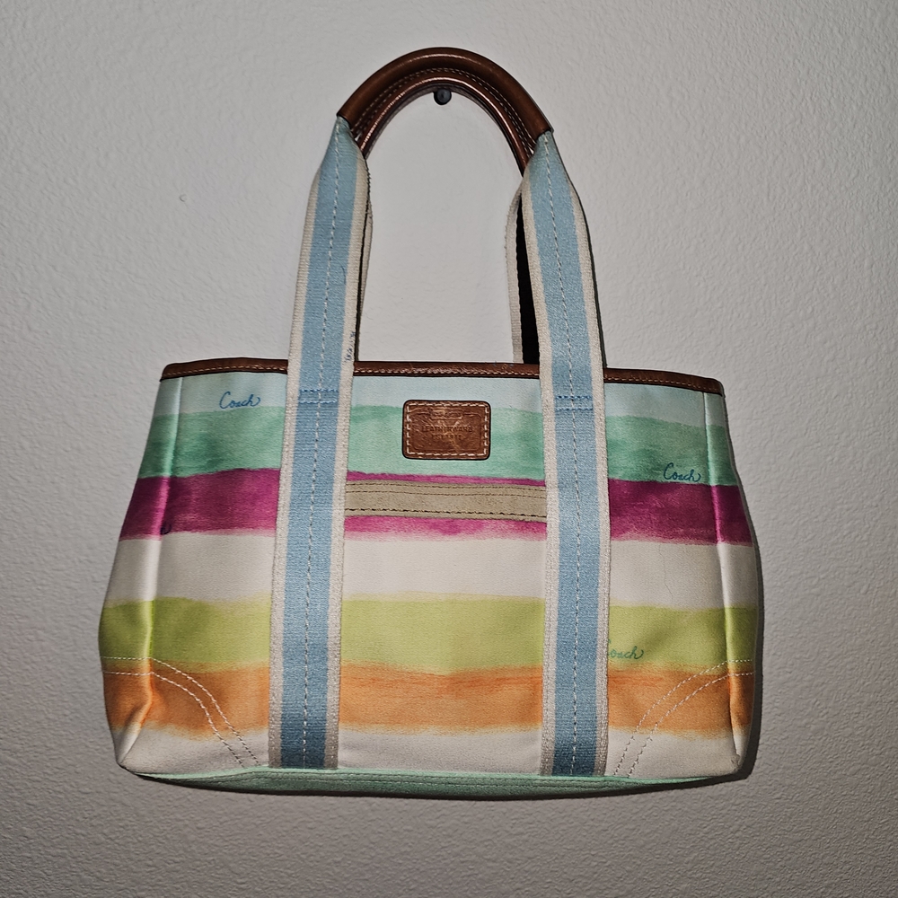 Colorful Striped Coach Women's Tote Bag